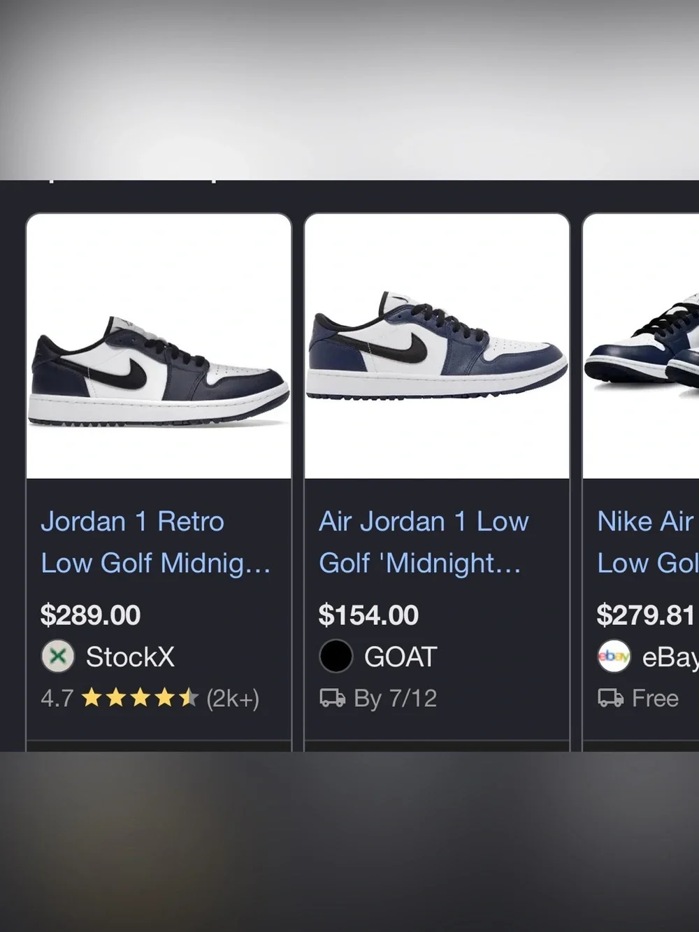 Nike Jordan 1 Court Golf Low-Top Sneakers in Midnight Navy with Black Accents